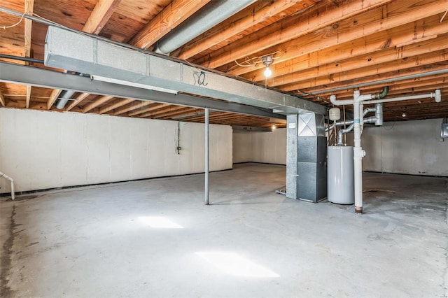 basement featuring water heater