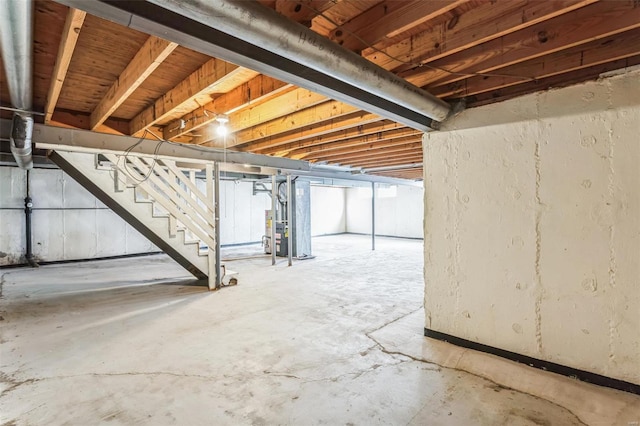 basement with heating unit