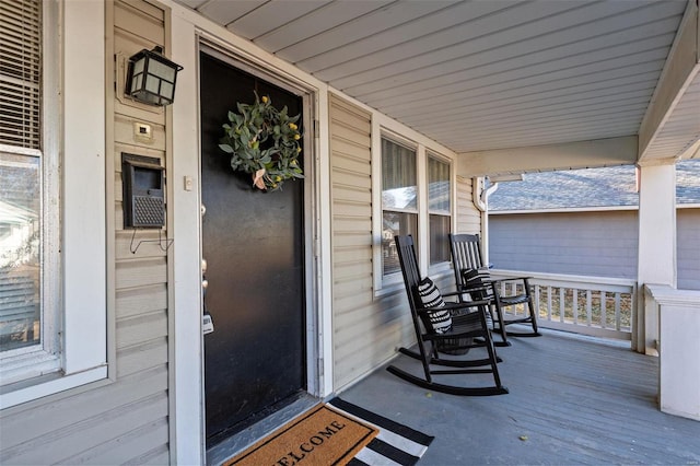 deck with covered porch