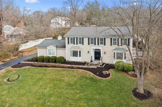 colonial house with a front yard