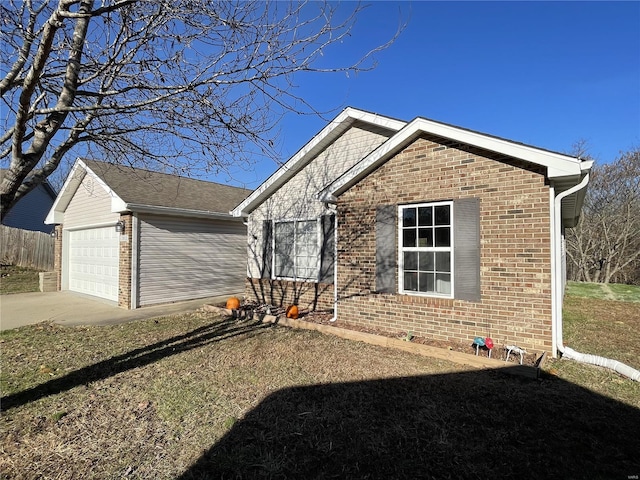 single story home with a garage