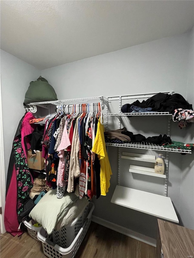 walk in closet featuring hardwood / wood-style flooring