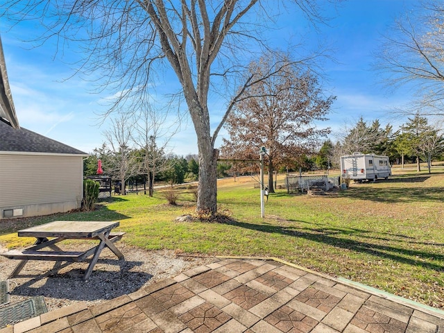 view of yard with a patio area