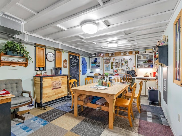 dining space with a workshop area