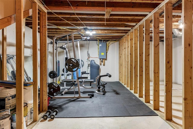 workout room with electric panel