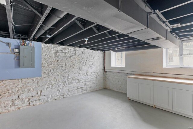 basement with electric panel