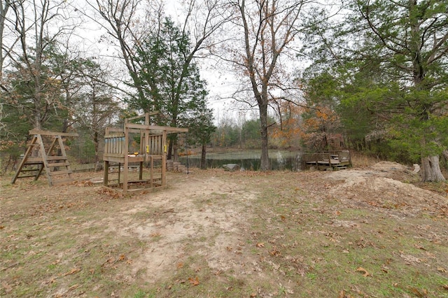 view of yard with a playground