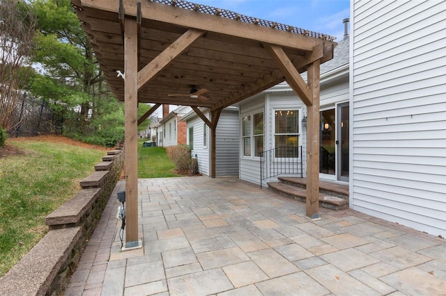 view of patio with ceiling fan