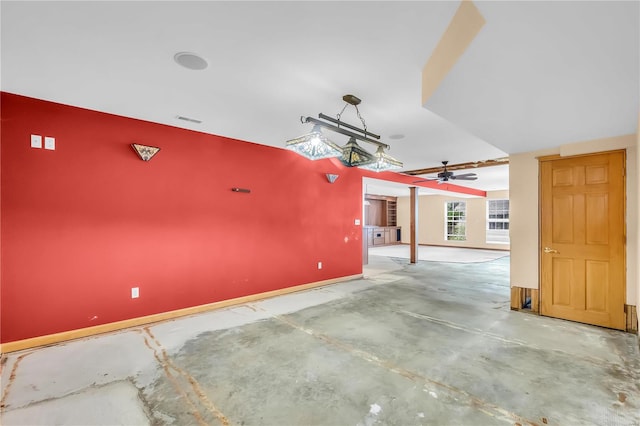 garage featuring ceiling fan