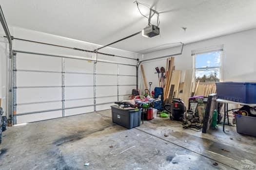 garage with a garage door opener