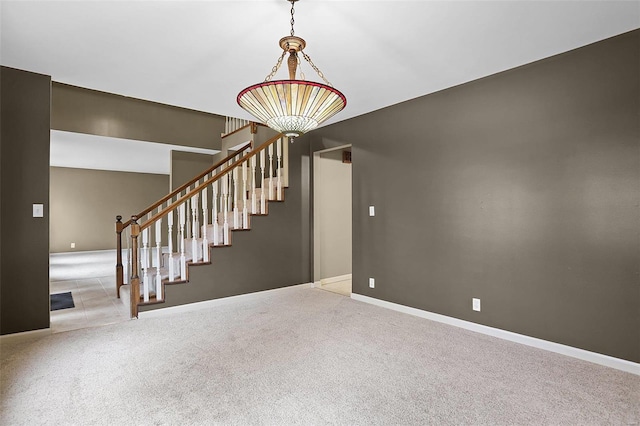 interior space featuring light colored carpet