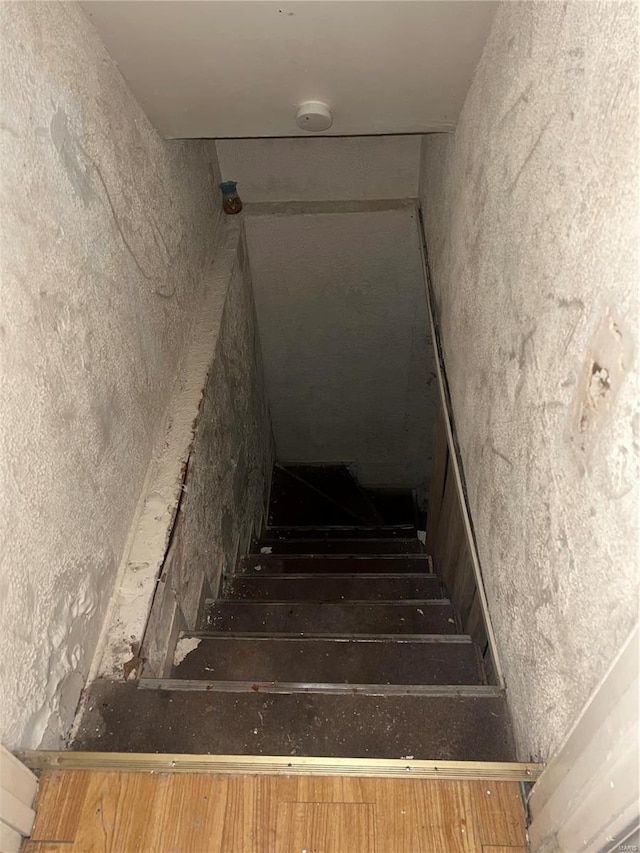 stairs with wood-type flooring