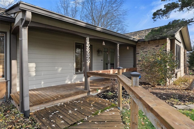 deck featuring a porch