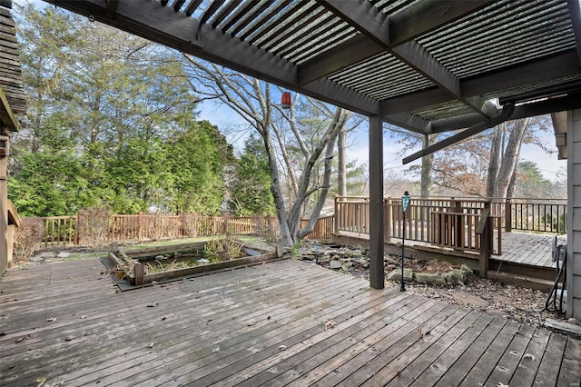 wooden terrace with a pergola