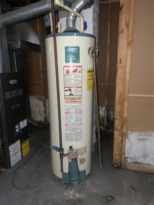 utility room with water heater