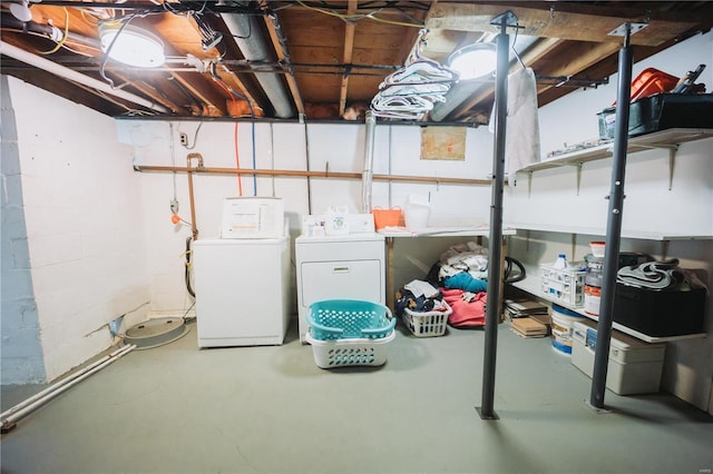 basement with separate washer and dryer