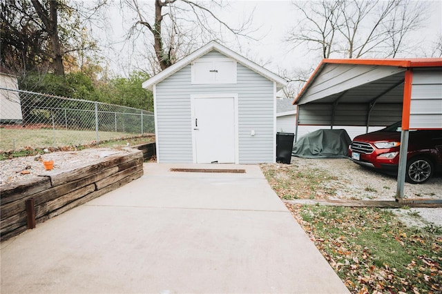 view of outdoor structure featuring a carport