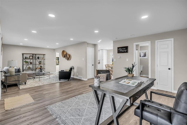 office featuring light hardwood / wood-style floors