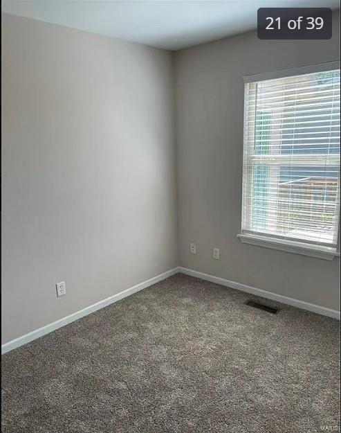 unfurnished room featuring plenty of natural light and carpet floors