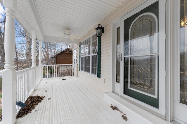 deck featuring ceiling fan