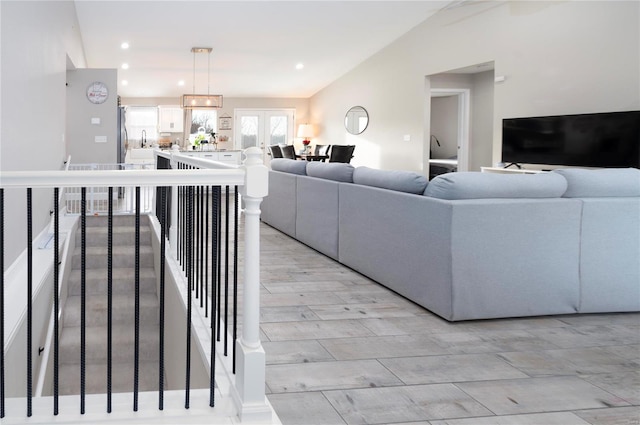 living room featuring french doors