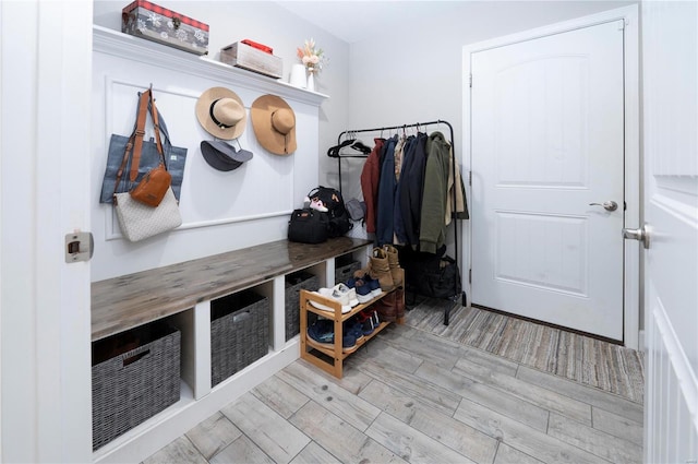 mudroom with light wood-type flooring