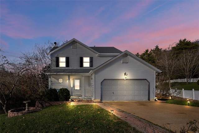 view of front property with a garage