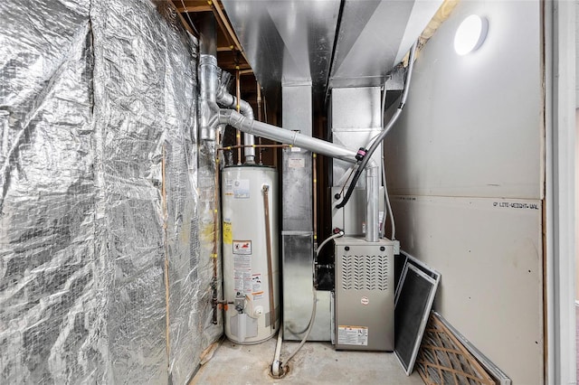 utility room with gas water heater