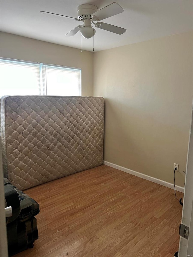 interior space featuring ceiling fan and light hardwood / wood-style floors