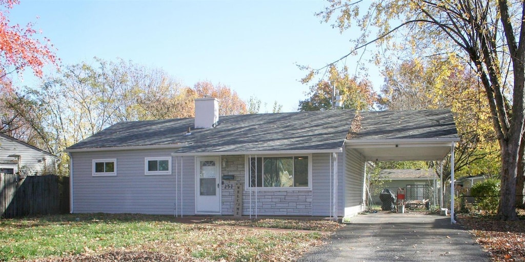 view of front of property with a carport