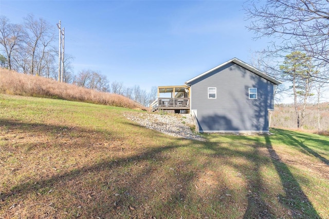 view of yard featuring a deck