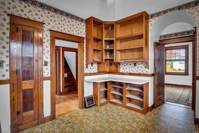 kitchen with light hardwood / wood-style flooring