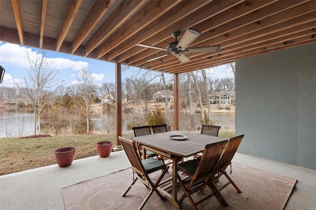 view of patio / terrace with ceiling fan and outdoor dining space