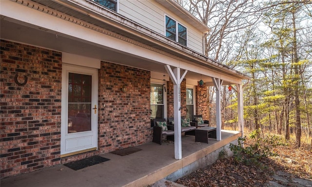 view of patio / terrace featuring a porch and an outdoor hangout area