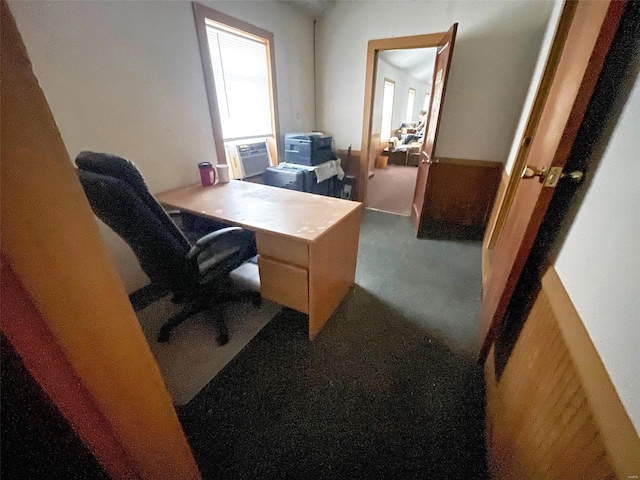 view of carpeted home office