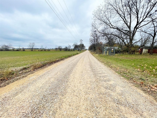 view of road with a rural view