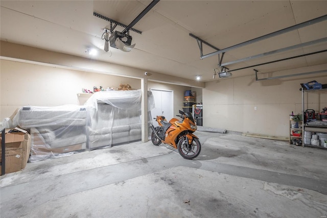 garage with a garage door opener