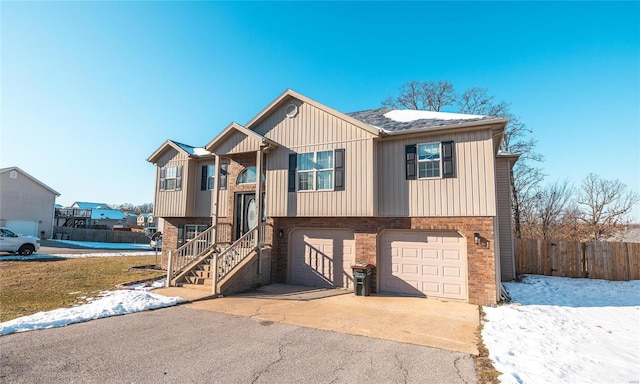 raised ranch with a garage