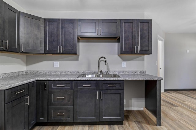 kitchen with sink and light wood-type flooring