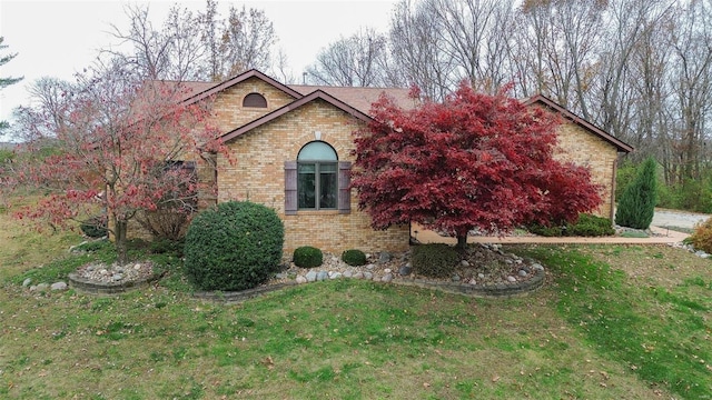 view of front of property featuring a front yard