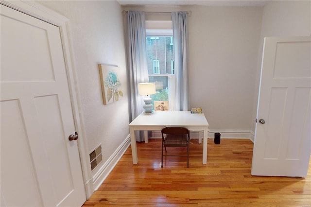 office area featuring light wood-type flooring