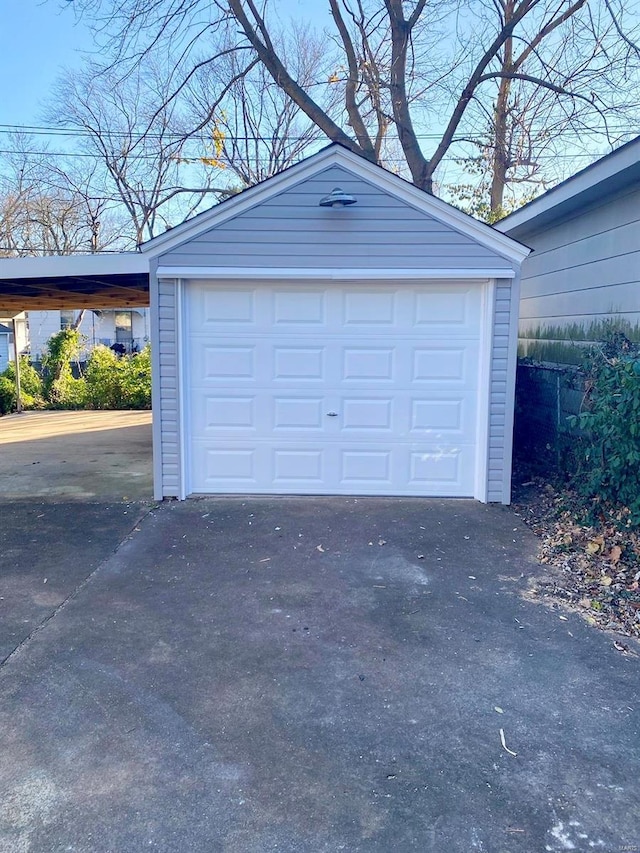 view of garage