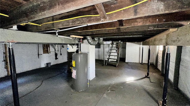 basement with water heater