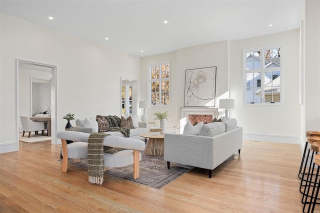 living room featuring light hardwood / wood-style floors