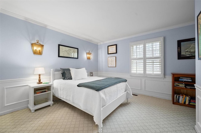 bedroom with ornamental molding