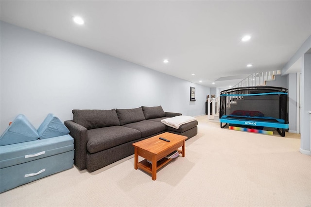 living room with carpet floors