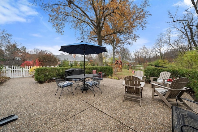 view of patio with a playground