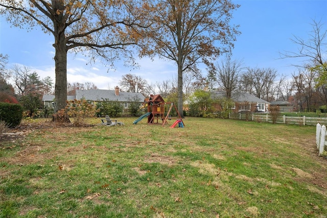 view of yard with a playground