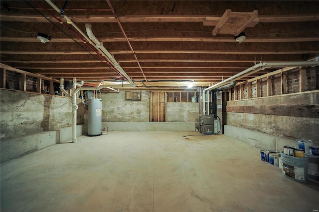 basement featuring water heater