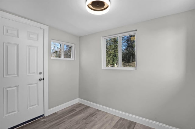 spare room featuring wood-type flooring